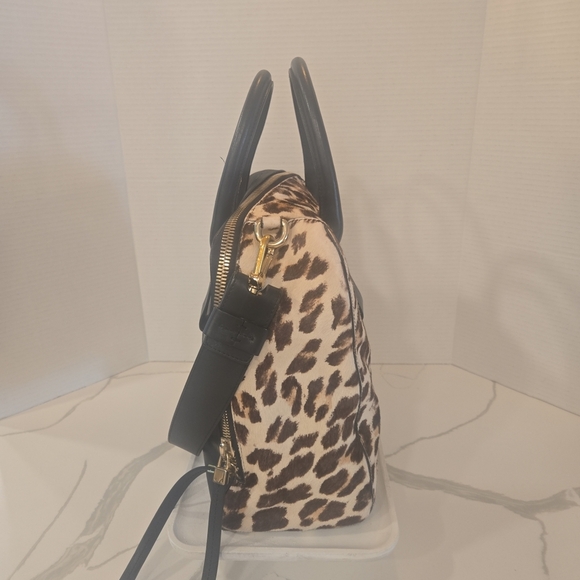 Furla Pony Style Calf Hair Leather Leopard Animal Print Satchel Shoulder Bag - Picture 4 of 16